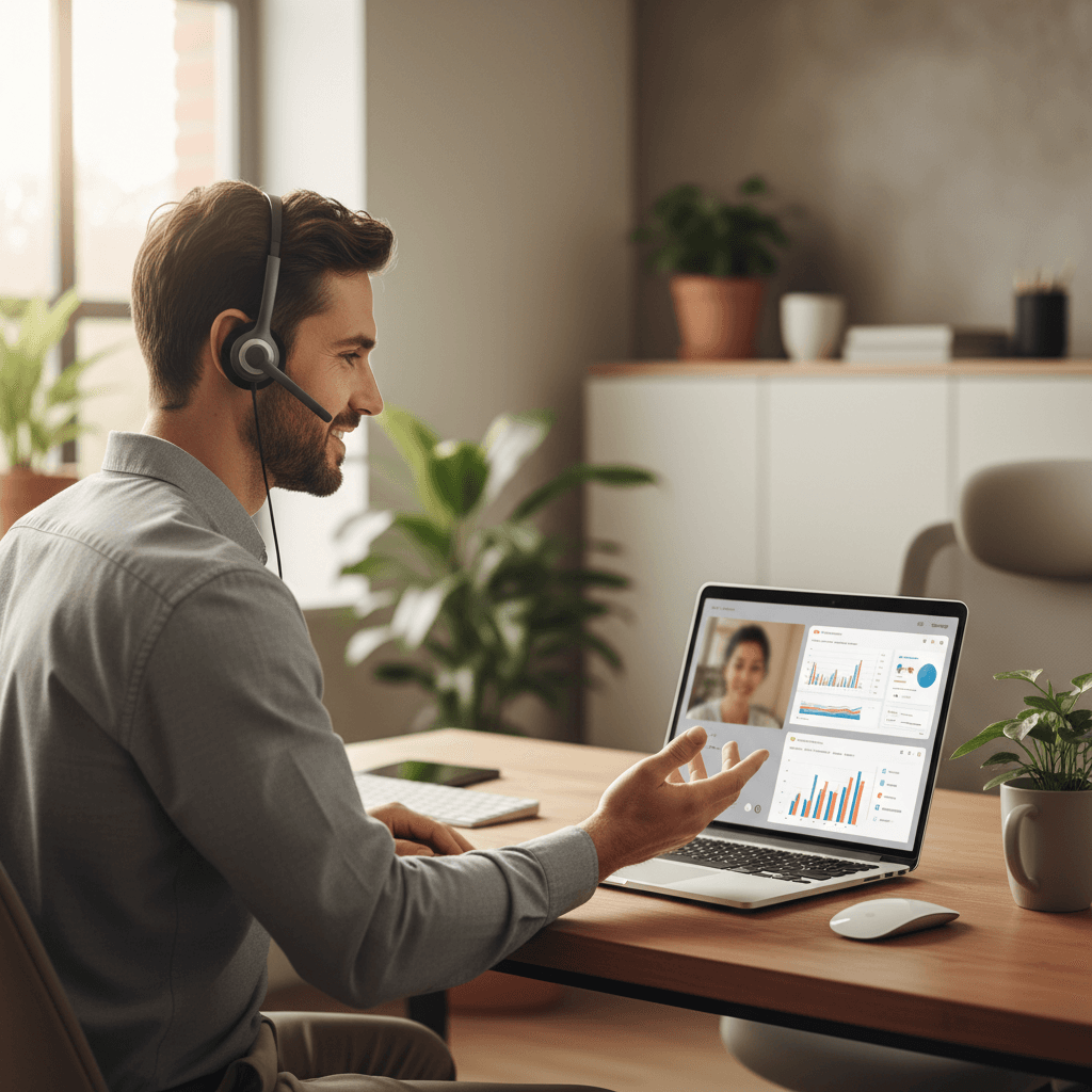 Help desk technician providing remote support