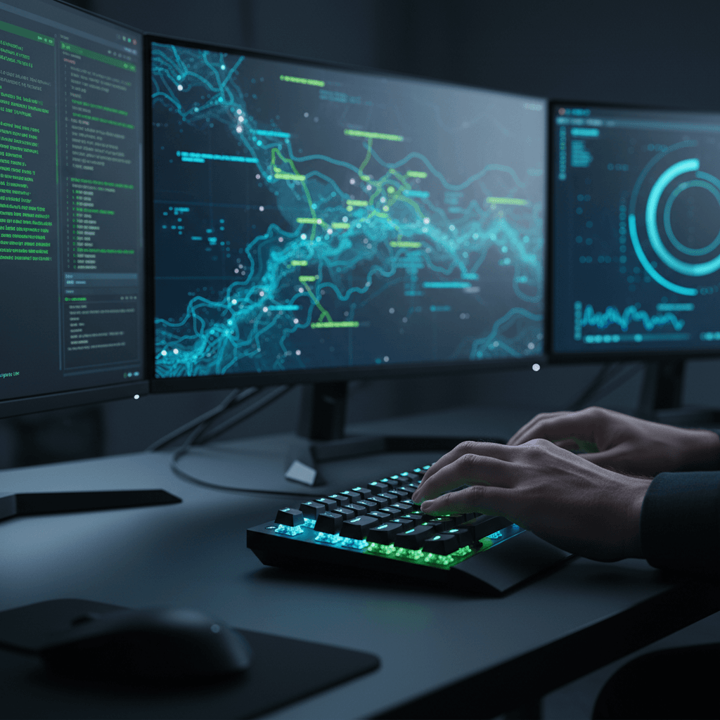 Real-time security monitoring dashboard with multiple displays