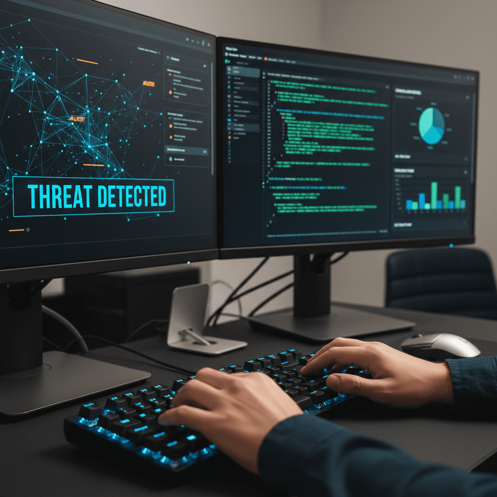 Security analyst monitoring managed security systems at CT MICRONET LLC